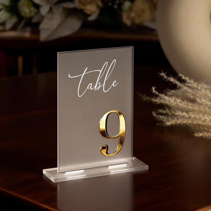 Table Number Gold - Akrylowe numery stołów, dekoracje stołów weselnych,