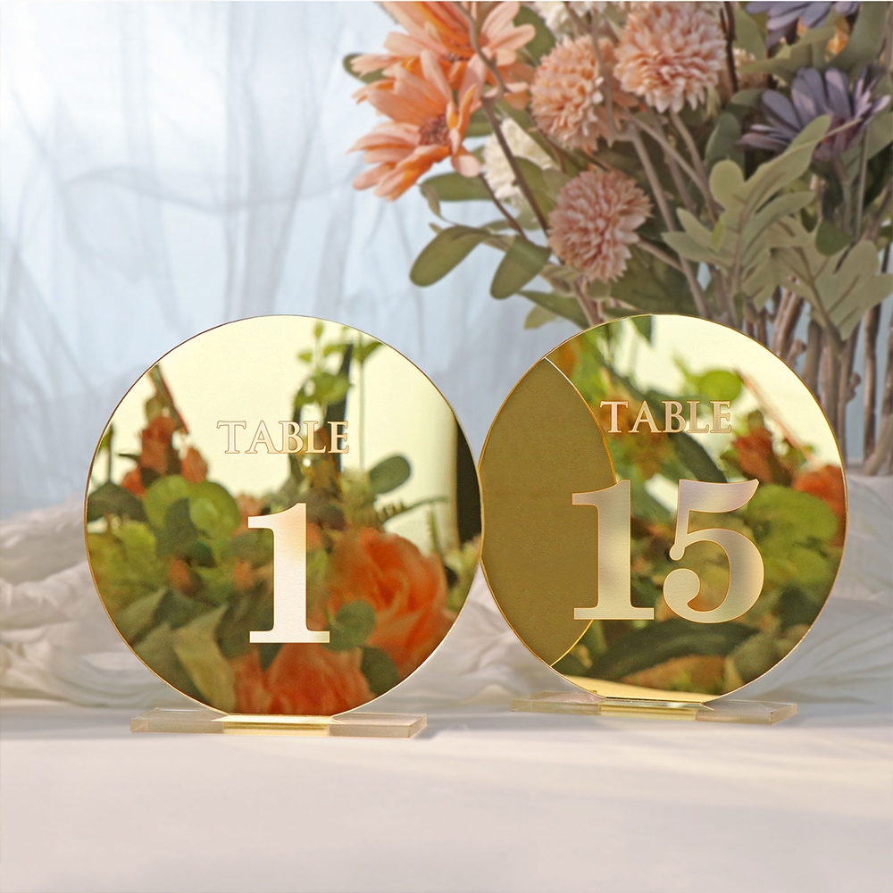 Table Number Gold - Akrylowy znak z numerem stół weselny