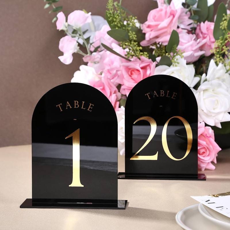 Table Number Gold - Łukowate numery stół akrylowy dekoracje ślubne