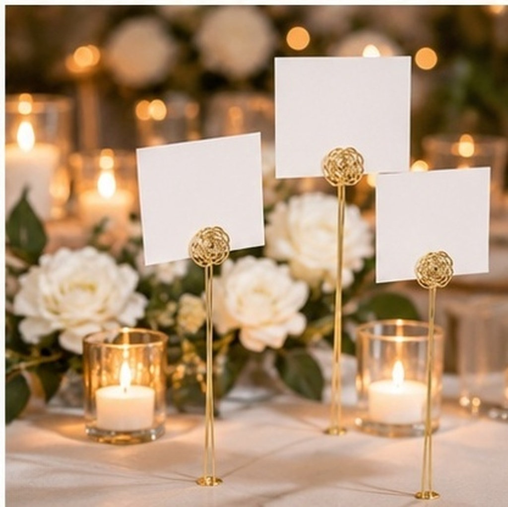 Table Number Gold - 30 sztuk eleganckich, złotych, ozdobnych metalowych