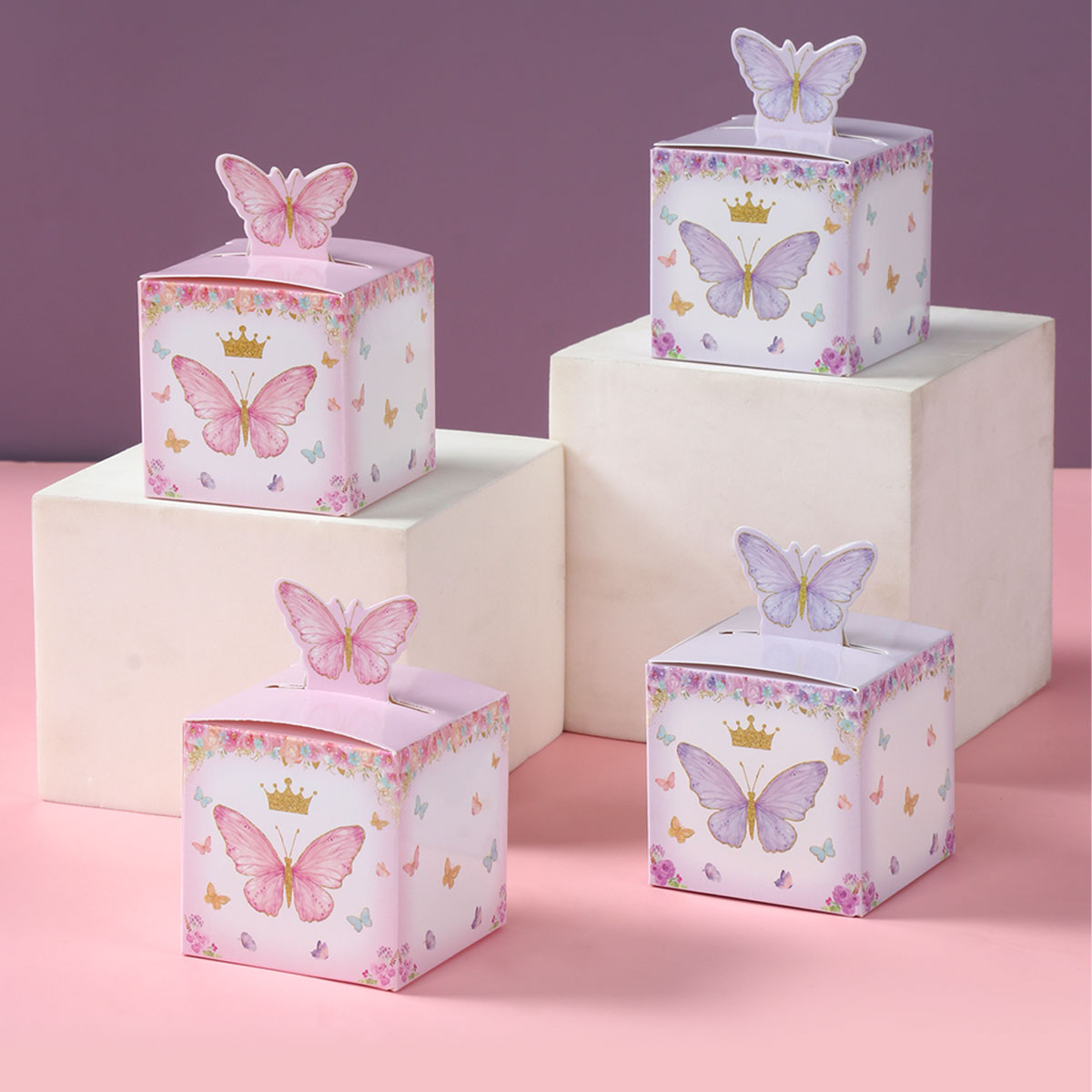 Wedding Supply.Box - 24 szt. Pudełko na cukierki fioletowo-różowy