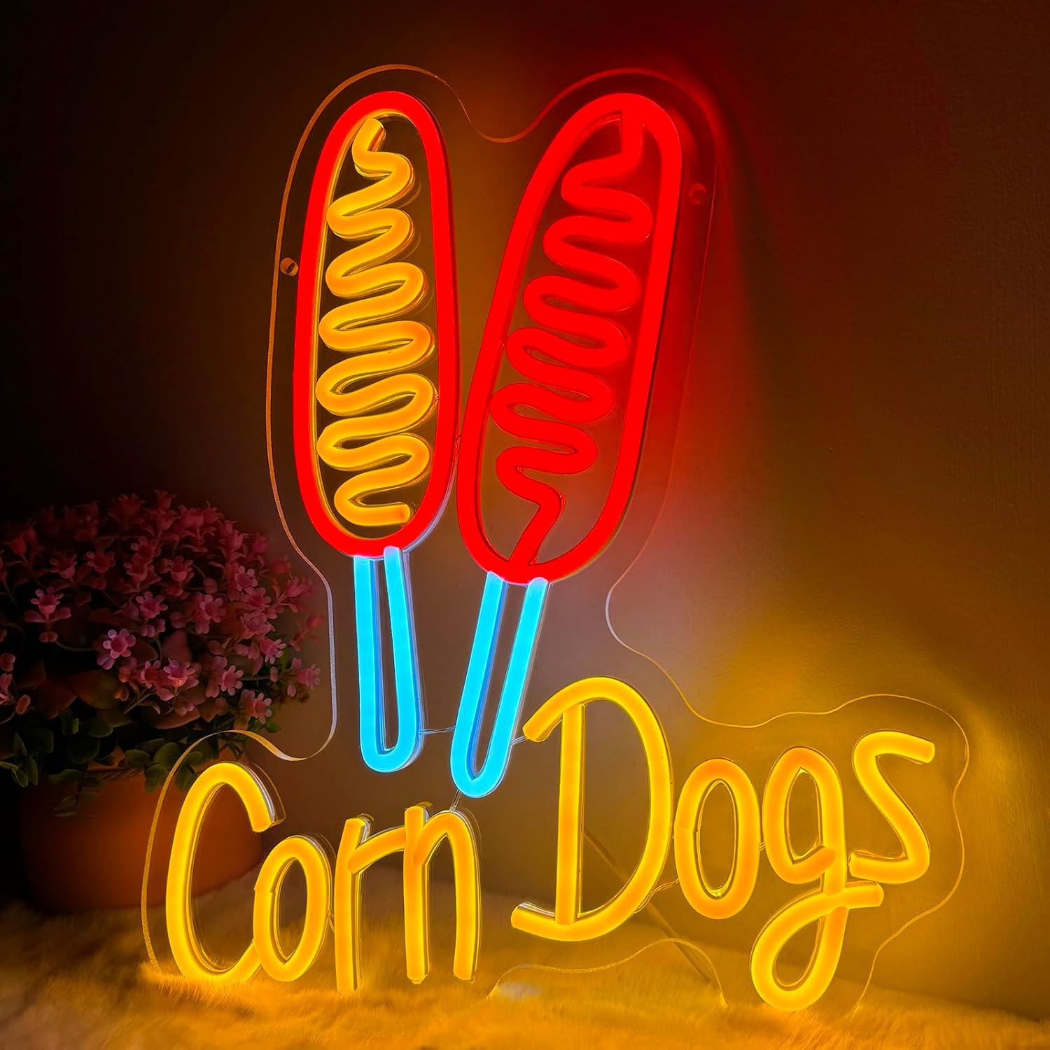 Wedding Led - Neonowy szyld Corn Dog, przekąska, ściemnialne