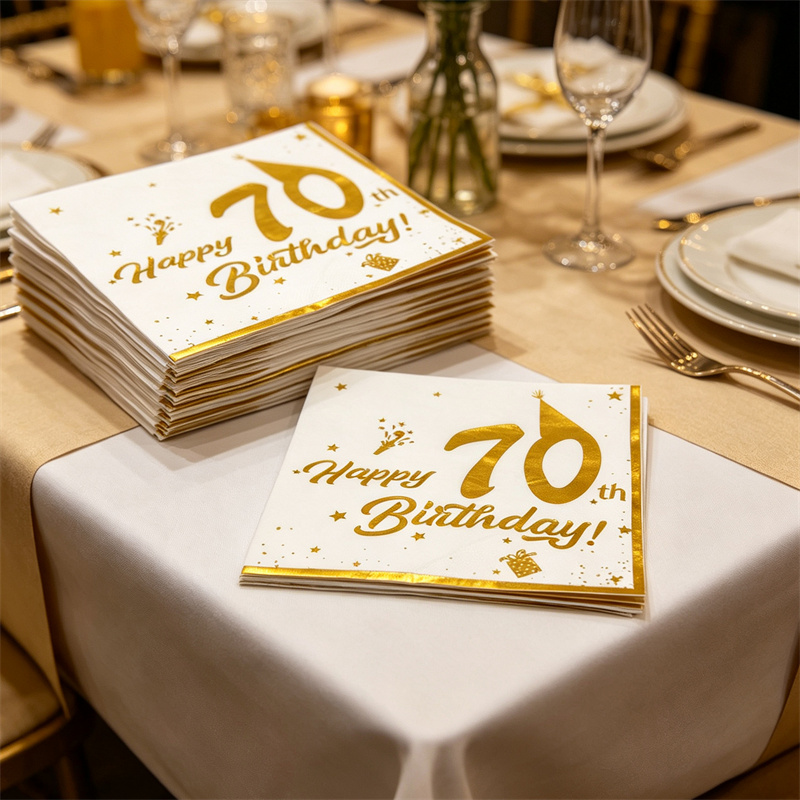 10 szt. Złote serwetki na 70.  – Table Number Gold recenzja i cena